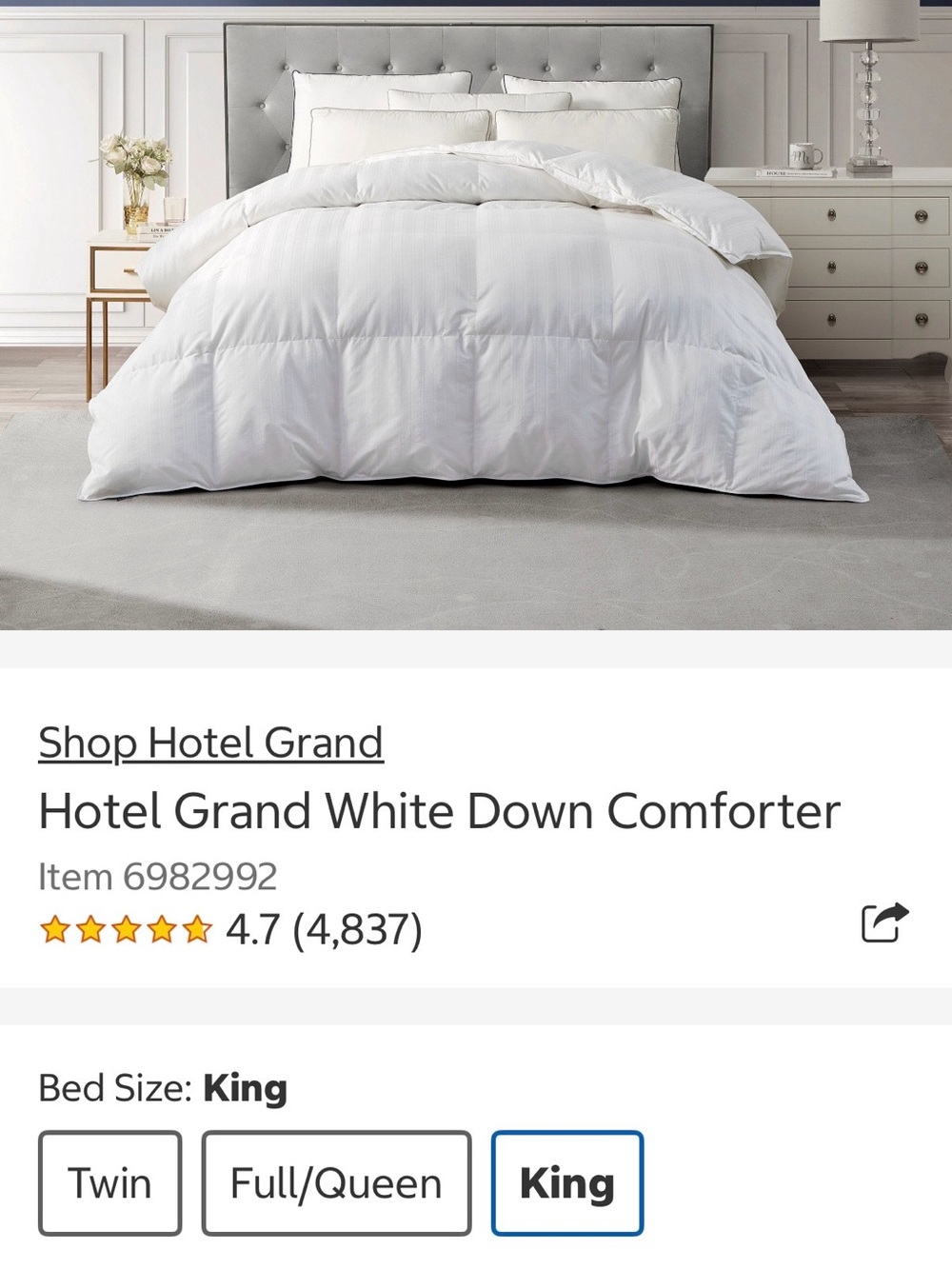 Costco Hotel Grand White Down Comforter - Luxury White Bedding King